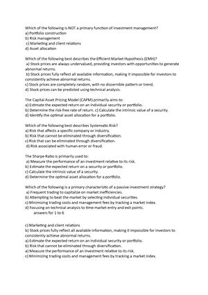 UNIT 1 – INVESTMENT ENVIRONMENT MOCK EXAM ONE .